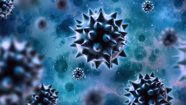 Green-blue bacteria background. 3D illustration.