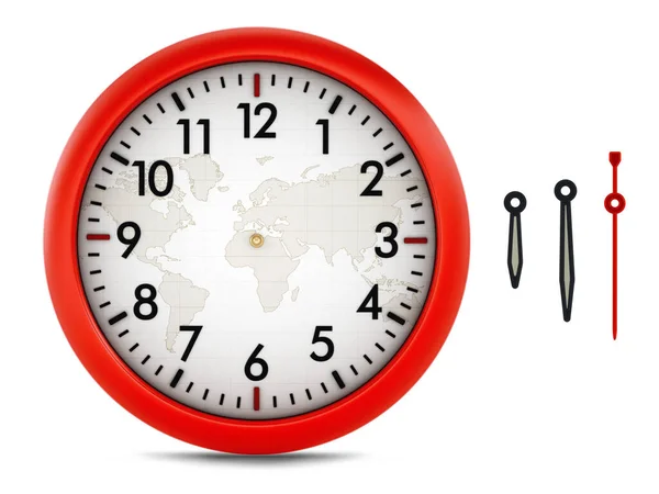 Wall Clock Hour Minute Second Hands White Background Illustration — Stock Fotó
