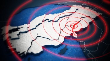 3D illustration of major earthquake in south east region of Turkey. 3D illustration. clipart