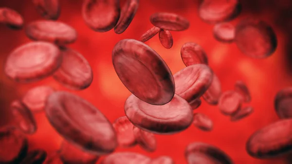 Red blood cells flowing inside the vein. 3D illustration.
