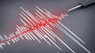 Seismic activity graph showing an earthquake. 3D illustration.