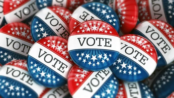 Stack Blue Red White Colored Vote Buttons Decorated Star Shapes — Stock Photo, Image