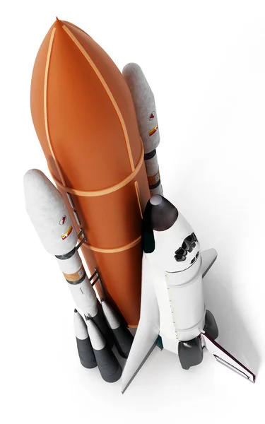 スペースシャトルを運ぶロケットをオフに起動します イラストレーション — ストック写真