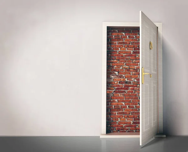 Offene Tür Mit Ziegelmauer Versperrt Illustration — Stockfoto