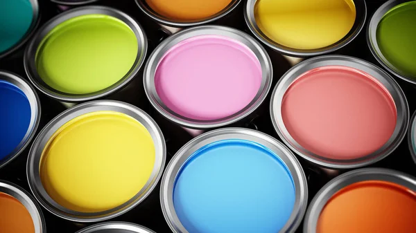 Fondo Latas Pintura Multicolor Ilustración —  Fotos de Stock