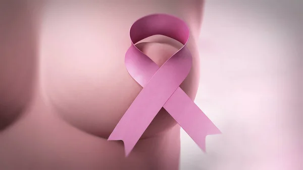 Fita Conscientização Câncer Rosa Peito Mulher Ilustração — Fotografia de Stock