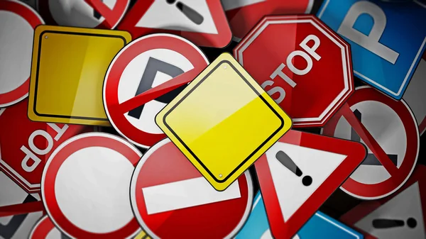 Shiny Multi Colored Traffic Signs Background Illustration — Stock Photo, Image