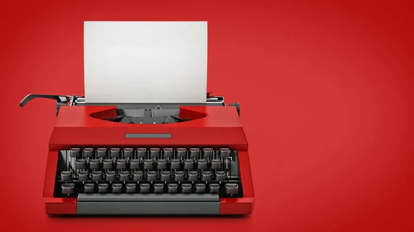 Κόκκινη Γραφομηχανή Εποχής Κόκκινο Φόντο Απεικόνιση — Φωτογραφία Αρχείου