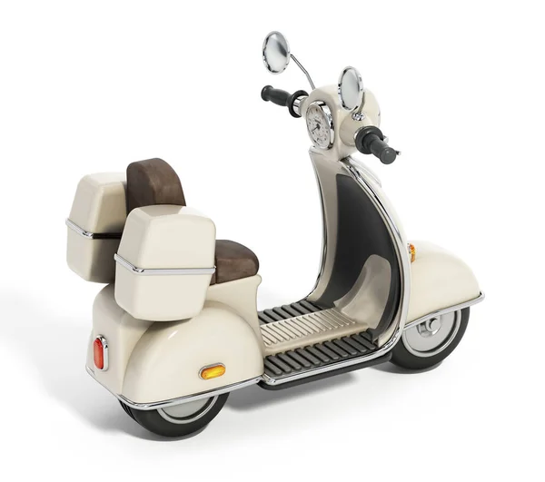 经典的老式摩托车摩托车或独立于白色背景的摩托车 3D插图 — 图库照片
