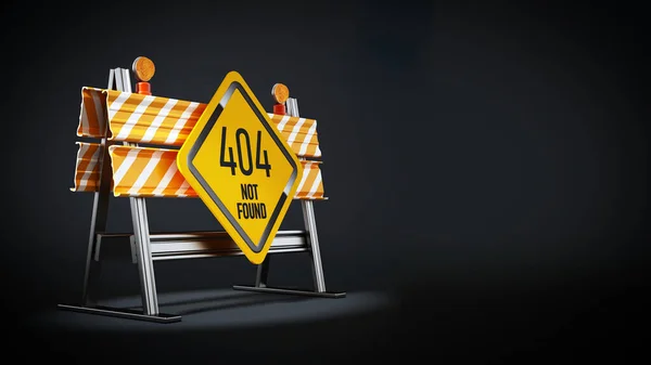 Wegversperring Met 404 Niet Gevonden Uithangbord Illustratie — Stockfoto