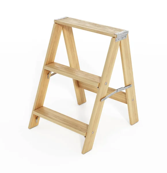 Wooden Three Step Folding Ladder Illustration — Stock Photo, Image