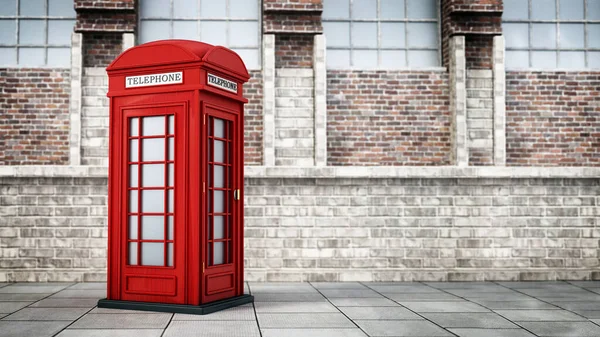 Κόκκινο Βρετανικό Τηλεφωνικό Θάλαμο Στο Δρόμο Απεικόνιση — Φωτογραφία Αρχείου