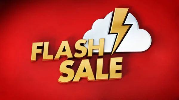 Flash Sale Text Cloud Lightning Icon Illustration — Stock Photo, Image