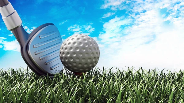 Golf Club Ball Standing Green Grass Illustration — Stock Photo, Image