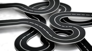 Beyaz arka plan üzerinde izole karışık yol. 3D çizim.