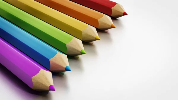 Lápices Color Jumbo Aislados Sobre Fondo Blanco Ilustración —  Fotos de Stock
