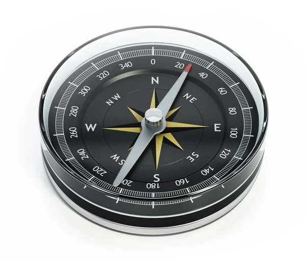 Ročník Analogový Navigační Kompas Izolovaný Bílém Pozadí Ilustrace — Stock fotografie
