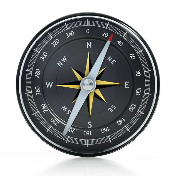 Oldtimer Analoger Navigationskompass Isoliert Auf Weißem Hintergrund Illustration — Stockfoto