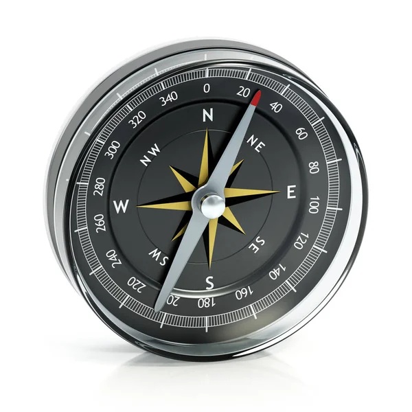 Ročník Analogový Navigační Kompas Izolovaný Bílém Pozadí Ilustrace — Stock fotografie
