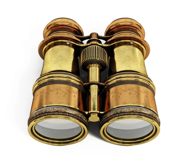 Vintage Binoculars Isolated White Illustration — Stock Photo, Image