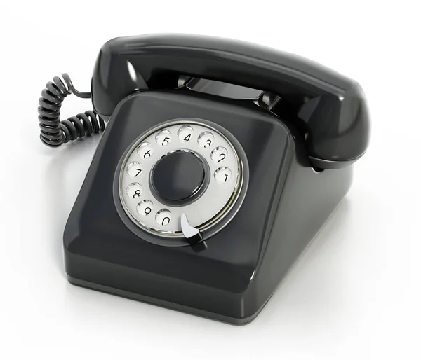 Ρετρό Περιστροφικό Τηλέφωνο Απομονωμένο Λευκό Φόντο Απεικόνιση — Φωτογραφία Αρχείου
