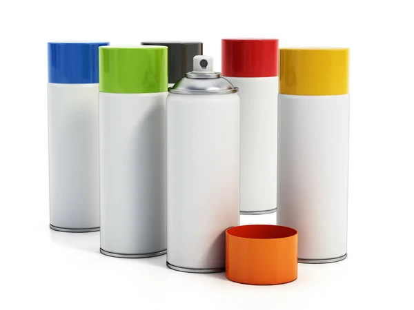 スプレー塗料缶は白い背景に隔離されています 3Dイラスト — ストック写真