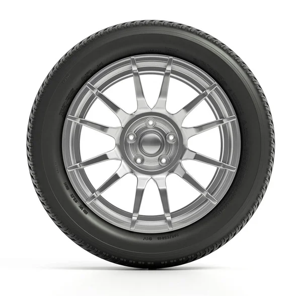 通用汽车车轮和轮胎在白色背景上隔离 3D插图 — 图库照片
