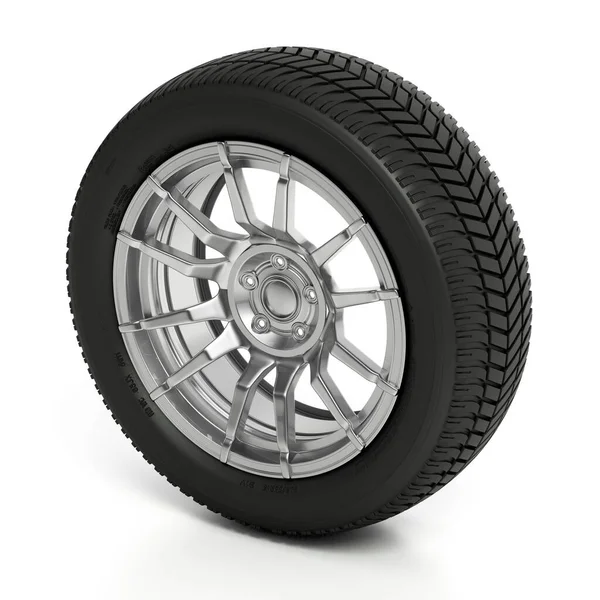 通用汽车车轮和轮胎在白色背景上隔离 3D插图 — 图库照片