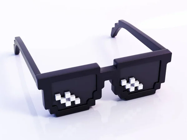 Stiliserade Bitars Spel Solglasögon Isolerad Vit Bakgrund Illustration — Stockfoto