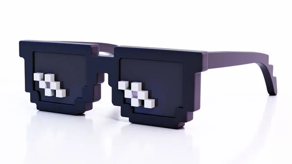 Stylizované Bitové Herní Sluneční Brýle Izolované Bílém Pozadí Ilustrace — Stock fotografie