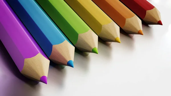 Jumbo Színes Ceruzák Elszigetelt Fehér Background Illusztráció — Stock Fotó