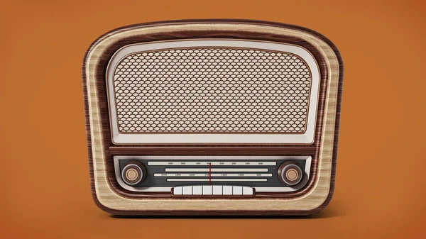 Vintage radio isolated on white background. 3D illustration.