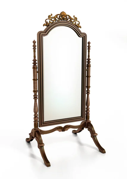 Vintage Framed Full Length Floor Mirror Illustration — Stock Photo, Image