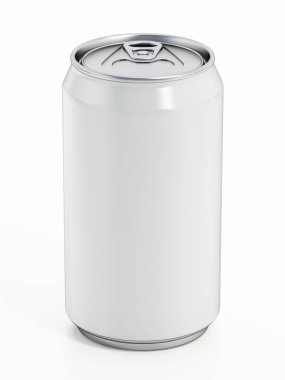 White 330ml soda can mockup. Blank package for your own designs. 3D illustration. clipart