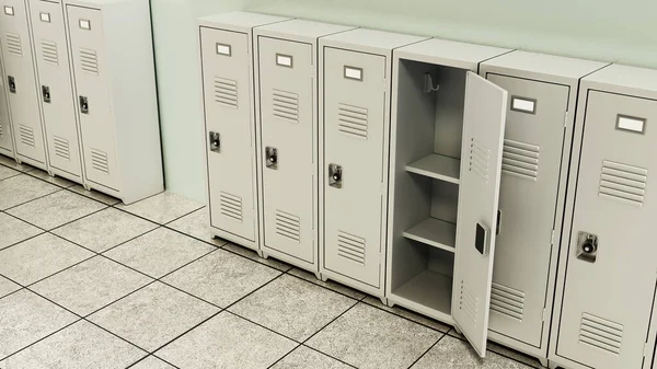 Metal Locker Storage Cabinets School Fitness Club Gym Row Illustration — Stock Photo, Image