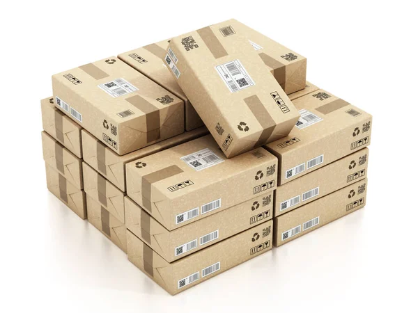 Stack Carton Parcel Cardboard Packages Illustration — Stock Photo, Image