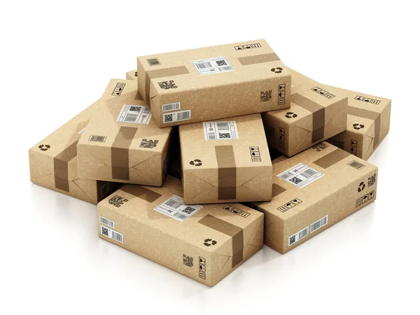 Stack Carton Parcel Cardboard Packages Illustration — Stock Photo, Image