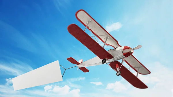 Klassisches Flugzeug Das Leere Weiße Textbanner Zieht Illustration — Stockfoto
