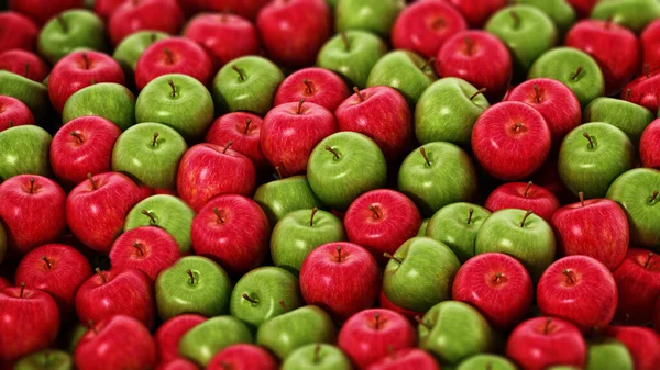 Stapel Verse Groene Rode Appels Illustratie — Stockfoto