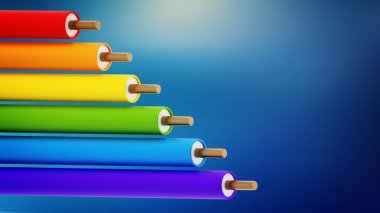 Beyaz arka planda izole edilmiş elektrik kabloları. 3d illüstrasyon.