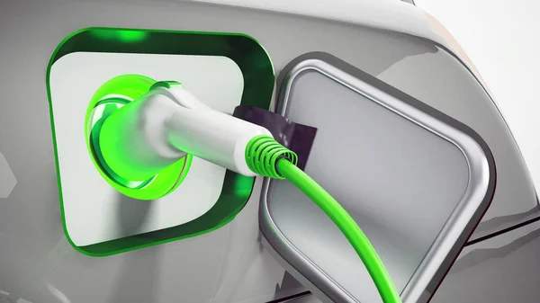 Plug Hybrid Electric Car Being Recharged Illustration — Stock Photo, Image