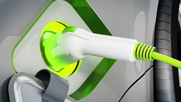 Plug Hybrid Electric Car Being Recharged Illustration — Stock Photo, Image
