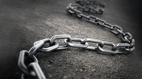 Long Curved Iron Chain Ground Illustration — Stock Photo, Image