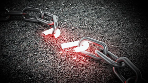 Illuminated Broken Chain Part Ground Illustration — Stock Photo, Image