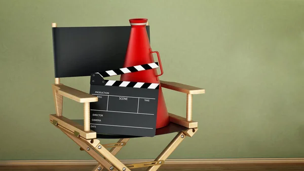 董事会和董事的扩音器站在董事的椅子上 3D说明 — 图库照片