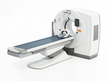 Genel, markasız MRI tarayıcısı beyaz arkaplanda izole edildi. 3B illüstrasyon.