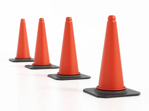 Traffic Cones Isolated White Background Illustration — Stock Photo, Image