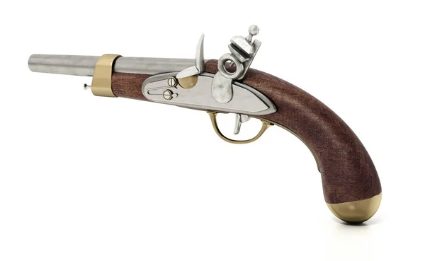 Flintlock Pistol Isolerad Vit Bakgrund Illustration — Stockfoto
