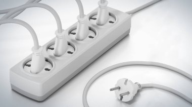 Beyaz arka plan üzerinde izole elektrik tak. 3D çizim.