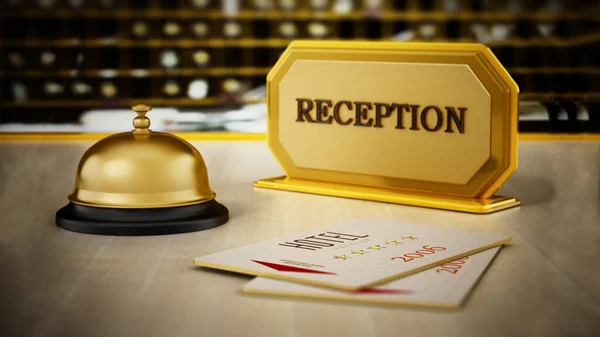 Karta Hotelowa Dzwonek Recepcja Recepcji Ilustracja — Zdjęcie stockowe